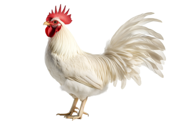 White Rooster isolated on white background