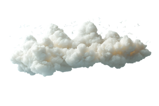 white clouds flying on white background
