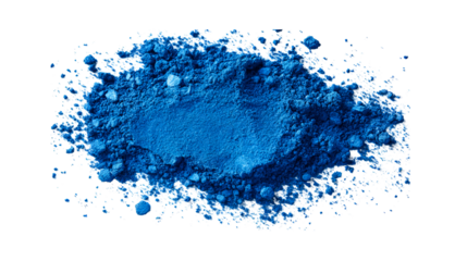 Vibrant blue pigment on transparent background