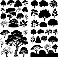 set of trees silhouettes vector illustration