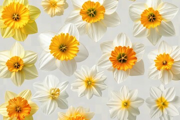 Obraz premium A variety of cheerful daffodil flower heads