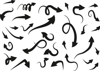 Hand Drawn Arrow Vector Set – Curved, Twisted, and Stylized Directional Arrows for Creative Designs. Ideal for Presentations, Infographics, and Web Graphics. Bold, Dynamic, and Versatile.