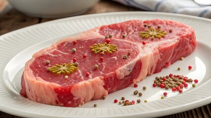 Raw Steak with Peppercorns