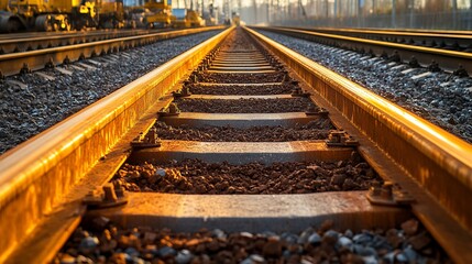 Obraz premium Railroad Tracks Extends into Horizon