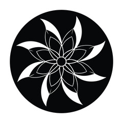 Circle with negative space flower inside on white background