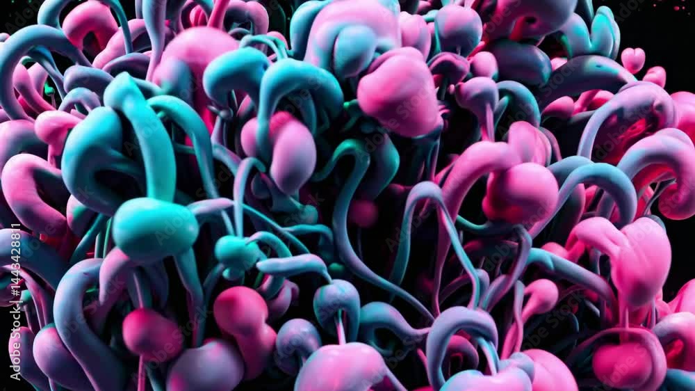 Poster abstract colorful pattern with fluid shapes in pink and blue