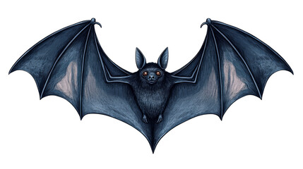 Detailed illustration of a bat with wide wings