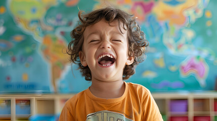 A Child Blushing, Avoiding Eye Contact, and Nervously Looking Away