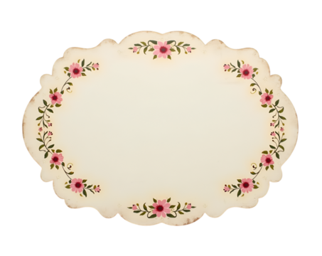 Exquisite Hand-Painted Floral Design on a Wooden Sign, Featuring Delicate Pink Blossoms and Intricate Green Leaves, Evoking a Vintage Aesthetic
