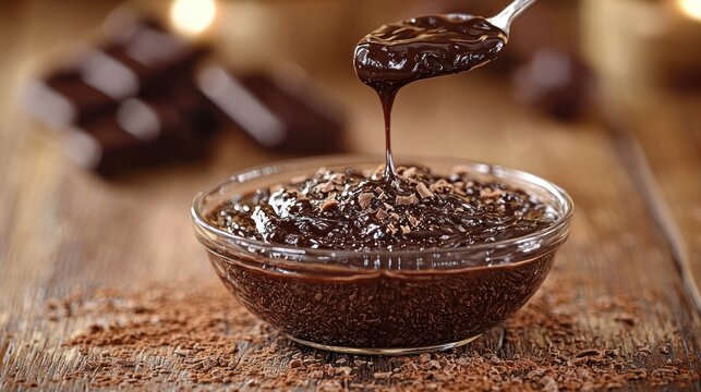 Melted chocolate dessert in a bowl