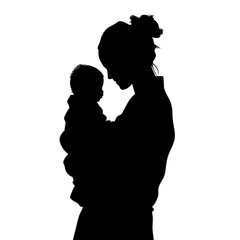 Plakat vector silhouette of a woman holding a child in her arms .Generative AI