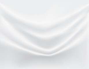 Close-up texture of smooth white silk material. Shiny white background with smooth texture of fabric folds. Textile pattern.