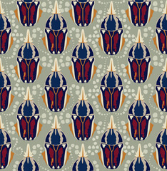 Seamless pattern with stylish decorative organic shape in 1920s european graphic design Artistic style