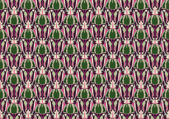 Artistic abstract seamless pattern with stylish decorative zoomorphic organic shape in 1920s European graphic design style