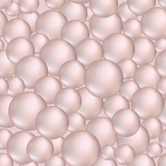 Soap bubbles seamless pattern. White pearl shape chaotic flow. Ball gentle background.