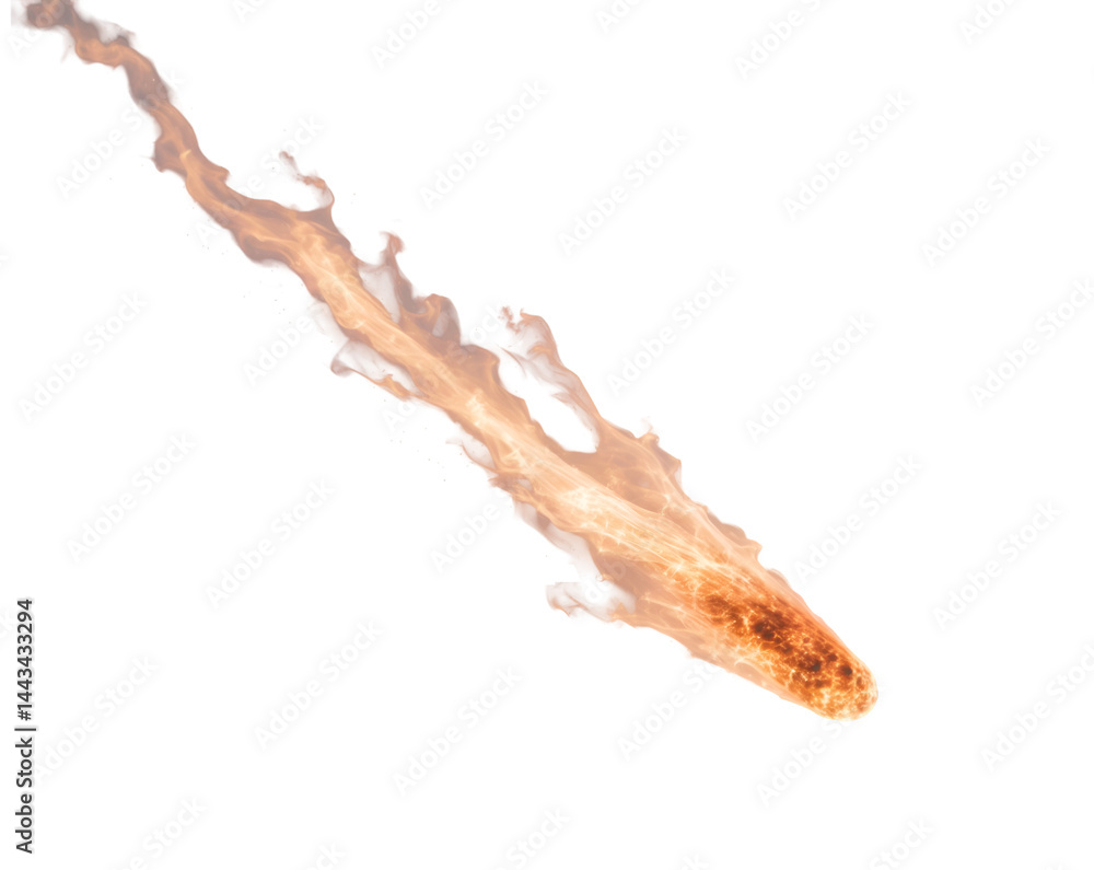 Poster fiery meteor plunging through the cosmos, a spectacular display of celestial fire with a dynamic fla