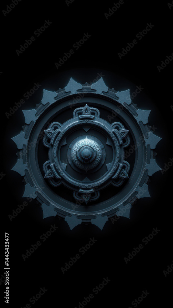Poster an artistic representation of an atomic structure with intricate details.