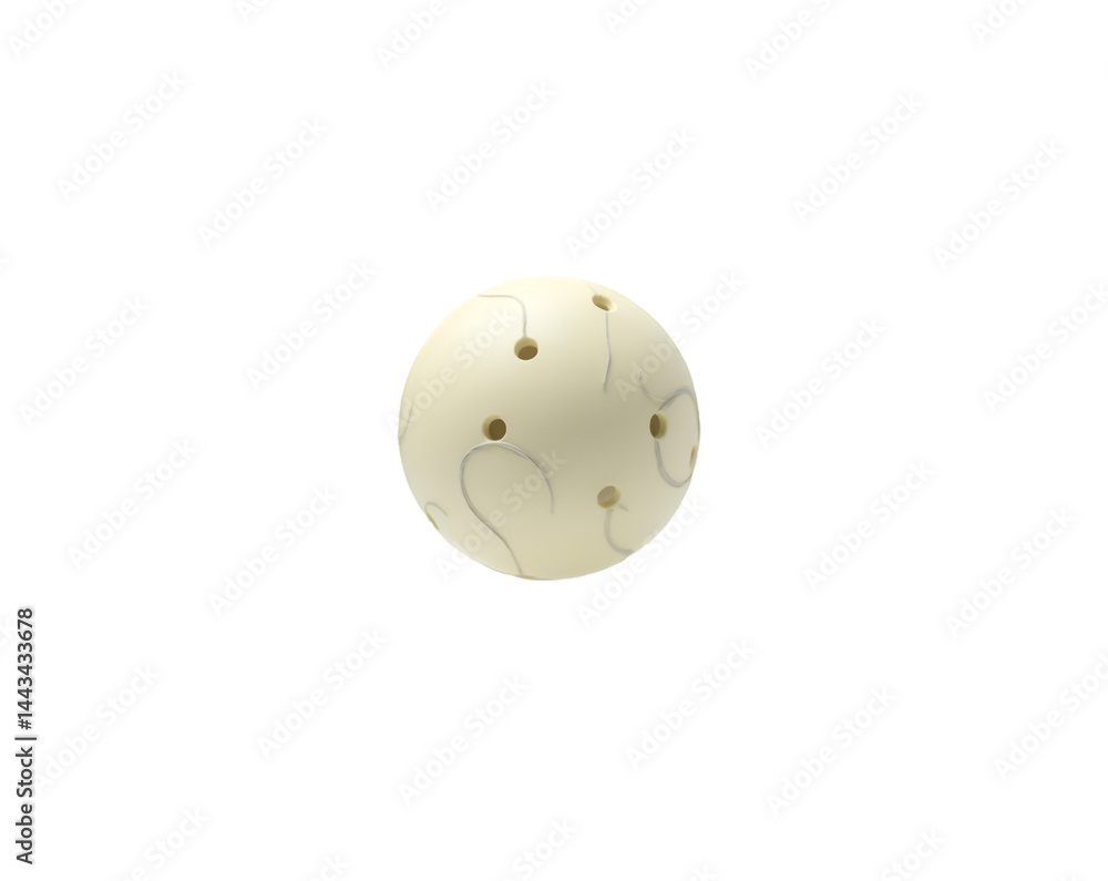 Aufkleber floating wiffle ball in midair, a study in minimalist composition and abstract form, featuring perfo
