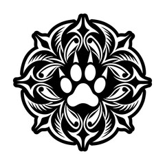 A filled style icon of animal paw symbol