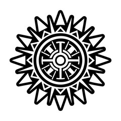 A glyph style icon of sunburst symbol