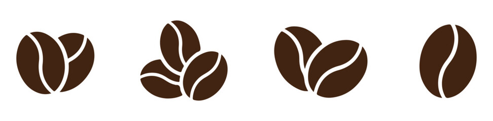 Simple coffee bean vector illustration set