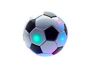 Fototapeta premium Futuristic Soccer Ball with Glowing LED Lights, A High-Tech Rendition of the Classic Game, Ideal for Modern Sports Designs and Technology-Driven Visuals