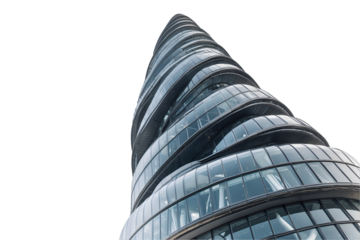Futuristic Skyscraper with Spiral Facade, A Modern Architectural Marvel Showcasing Innovative Design and Advanced Engineering in Urban Development and Commercial Real Estate