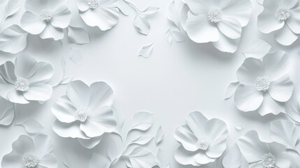 a white paper background adorned with delicately embossed flowers, a textured floral pattern that combines elegance with simplicity. SEAMLESS PATTERN. SEAMLESS WALLPAPER.