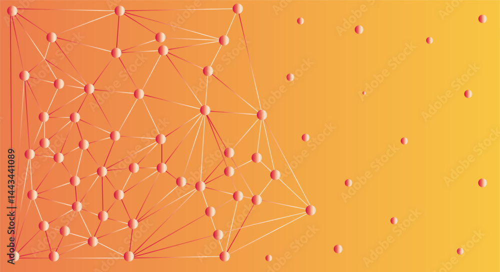 Poster abstract network design with gradient orange background, a dynamic abstract design showcasing a web 