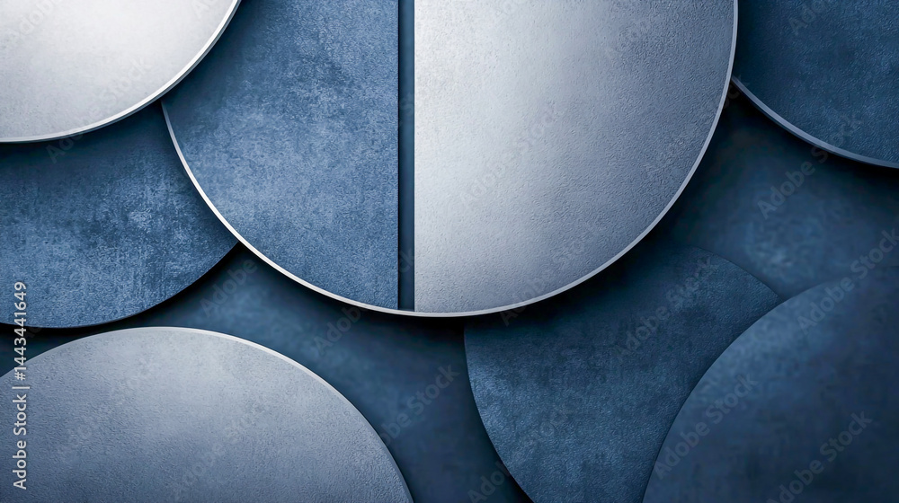 Poster modern navy abstract background with layered geometric shapes and metallic silver lines for a minima