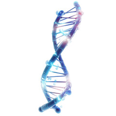 3D Dna Strand With Glowing Nodes  isolated on a transparent background