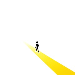 figure walking on yellow path
