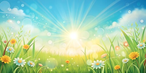 Fototapeta premium abstract spring nature background with fresh grass