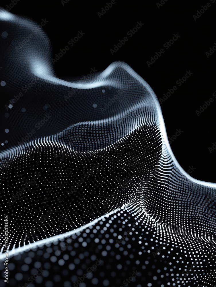 Poster futuristic abstract wave dot particle background isolate, abstract background with a wave of dots on