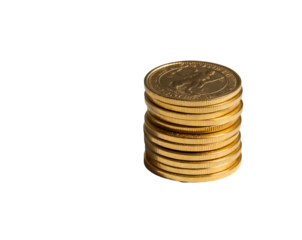 Golden Wealth, A Stack of Coins Reflecting a Shadowy Threat to Financial Security and Stability in a Time of Economic Uncertainty and Potential Crisis