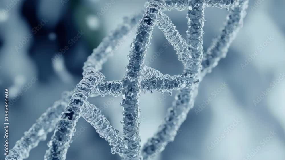Poster a close-up of a dna model with frost, great for science and education uses