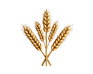 Golden Wheat Stalks, An Isolated Symbol of Harvest and Prosperity, Perfect for Design Elements and Agricultural Themes with Rich Metallic Detail and Elegant Simplicity