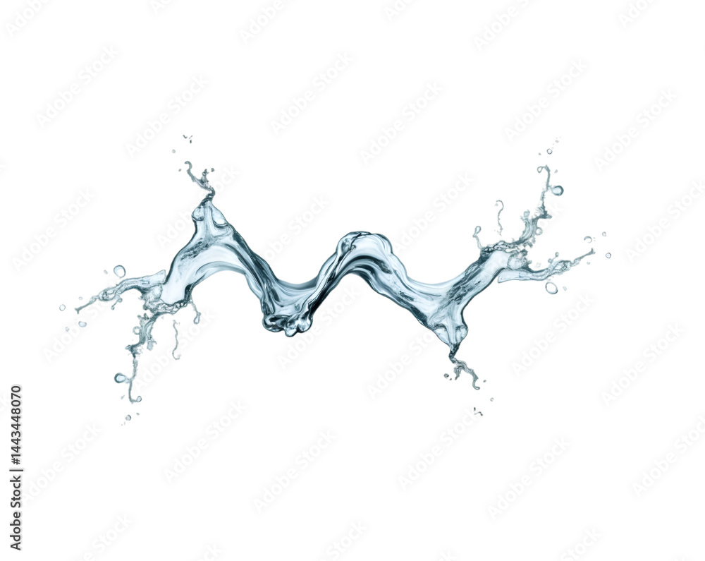 Poster high contrast dynamic zigzag, a captivating water splash frozen in time with sharp focus showcasing 