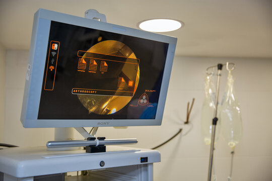 Sony monitor used to perform arthroscopy in the operating room.