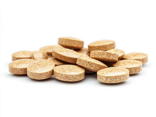 Brown Tablets  Medicine  Supplement Pills  Healthcare  Pharmacy  Drug  Closeup  Pile  Roun