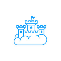 Fantasy Cloud Castle Line Art Logo Design Vector