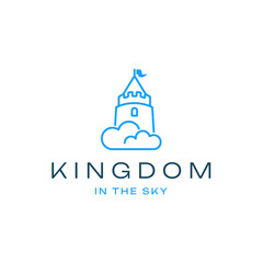 Fantasy Cloud Castle Line Art Logo Design Vector