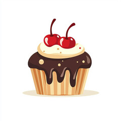 Cute Chocolate and Pink Cupcake Sticker Design