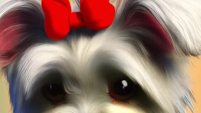 
Niedlicher 3D Yorkshire Terrier mit Schleife und treuem Blick