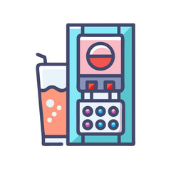 Bubble Drink in Vending Machine Icon &ndash; Beverage Refreshment Automatic Dispenser Line Symbol