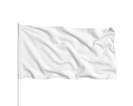 Illustrative Rendering of a Clean White Flag Waving Gently on a Flagpole Against a Plain, Representing Purity, Surrender, Truce, or a Symbol of New Beginnings