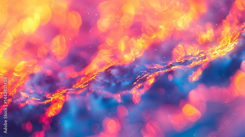 Aufkleber intense fire illuminating the foreground with a blurred cosmic sky above creating a dramatic contras