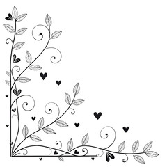Delicate line art border with tiny hearts and swirling vines, creating a romantic, elegant frame