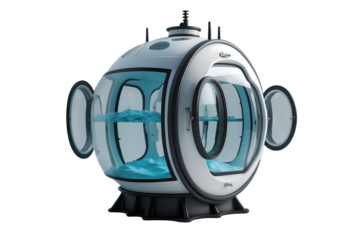 Innovative Underwater Living, A Futuristic Capsule House with Crystal-Clear Viewports Offering a Unique Submerged Perspective and Immersive Aquatic Experience