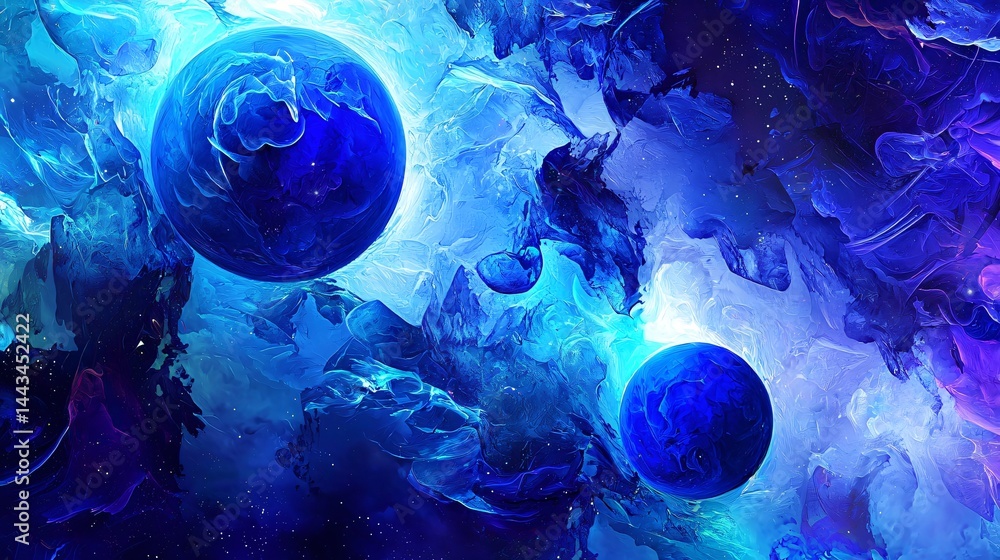 Aufkleber enigmatic blue and purple abstract background with cosmic elements creating a dreamlike atmosphere i